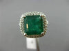 LARGE 6.86CT DIAMOND & AAA EMERALD 14K WHITE GOLD 3D SQUARE HALO ENGAGEMENT RING
