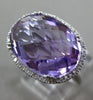 ESTATE 12.40CT DIAMOND & AAA EXTRA FACET AMETHYST 14KT WHITE GOLD OVAL HALO RING