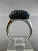 ESTATE LARGE 2.82CT DIAMOND & AAA SAPPHIRE 18KT WHITE GOLD 3D SQUARE PAVE RING