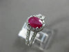 ESTATE 1.55CT DIAMOND & RUBY 14KT WHITE GOLD OVAL HALO FILIGREE ENGAGEMENT RING