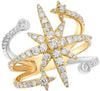 ESTATE LARGE 1.14CT DIAMOND 14KT WHITE AND YELLOW GOLD 3D SHOOTING STAR FUN RING