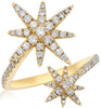 ESTATE .81CT DIAMOND 14KT YELLOW GOLD 3D DOUBLE STAR CRISS CROSS LOVE RING