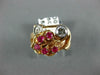 ANTIQUE WIDE .70CT OLD MINE DIAMOND & AAA RUBY 14KT WHITE & ROSE GOLD RING #1652