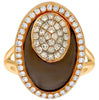 6.37CT WHITE & FANCY YELLOW DIAMOND & AAA SMOKY TOPAZ 14KT ROSE GOLD FUN RING