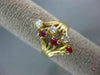 ANTIQUE WIDE .42CT DIAMOND & RUBY 14K YELLOW GOLD FILIGREE COCKTAIL RING #21467