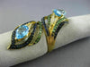 ESTATE LARGE 6.07CT DIAMOND & AAA MULTI GEM 18KT YELLOW GOLD 3D DOUBLE LEAF RING