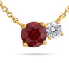 .92CT DIAMOND & AAA RUBY 14K YELLOW GOLD 3D ROUND DOUBLE SOLITAIRE LOVE NECKLACE