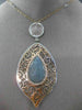 LARGE 1.2CT DIAMOND & AGATE & AQAUMARINE 14K WHITE & ROSE GOLD FILIGREE NECKLACE