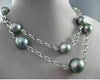 ESTATE EXTRA LARGE & LONG 14K WHITE GOLD AAA TAHITIAN PEARL BY THE YARD NECKLACE