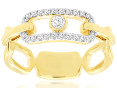 .26CT DIAMOND 14KT 2 TONE GOLD 3D ROUND OVAL LINK SOLITAIRE LOVE KNOT FUN RING