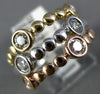 ESTATE WIDE .75CT DIAMOND 14KT TRI COLOR GOLD 3D BEZEL STACKABLE FUN RING SET