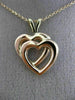 ESTATE 14KT YELLOW & ROSE GOLD CLASSIC DOUBLE HEART LOVE FLOATING PENDANT #25603