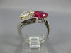 LARGE 3.65CT WHITE FANCY YELLOW DIAMOND & RUBY 18KT WHITE GOLD CRISS CROSS RING