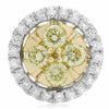 .58CT WHITE & FANCY YELLOW DIAMOND 14KT 2 TONE GOLD ROUND CLUSTER STUD EARRINGS