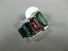 ESTATE LARGE 5.15CT DIAMOND & MULTI COLOR TOURMALINE 14K WHITE GOLD JOURNEY RING