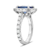 GIA LARGE 5.05CT DIAMOND & AAA CUSHION SAPPHIRE 18KT WHITE GOLD ENGAGEMENT RING