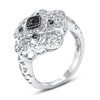 WIDE .19CT WHITE & BLACK DIAMOND 14KT WHITE GOLD OPEN FILIGREE SQUARE FUN RING