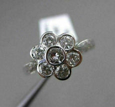 ANTIQUE WIDE .56CT ROUND DIAMOND 18KT WHITE GOLD FLOWER FILIGREE RING VVS #10912
