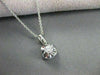 ESTATE .35CT ROUND DIAMOND 18KT WHITE GOLD SOLITAIRE FLOWER PENDANT CHAIN #10017