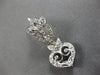 LARGE .60CT DIAMOND 14KT WHITE GOLD 3D HEART FILIGREE LEVERBACK HANGING EARRINGS