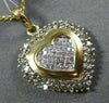 LARGE 1.18CT ROUND & PRINCESS DIAMOND 14KT 2TONE GOLD DOUBLE HEART LOVE PENDANT