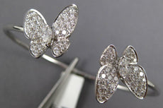 1.95CT DIAMOND 18KT WHITE GOLD 3D DOUBLE BUTTERFLY FLEXIBLE LOVE BANGLE BRACELET