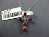 1CT DIAMOND & AAA RUBY 18KT WHITE GOLD ROUND & PEAR SHAPE CROSS FLOATING PENDANT