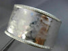 ESTATE WIDE .90CT DIAMOND 14KT WHITE GOLD HAMMERED FLEXIBLE CUFF BANGLE BRACELET