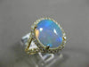ESTATE LARGE 3.62CT DIAMOND & AAA AUSTRALIAN OPAL 14K YELLOW GOLD OVAL HALO RING