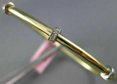 ESTATE .30CT DIAMOND 14K WHITE & YELLOW GOLD PAST PRESENT FUTURE BANGLE BRACELET