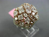 ESTATE LARGE 5.29CT WHITE & PINK DIAMOND 18KT 2 TONE GOLD 3D FLOWER CLUSTER RING