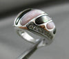 ESTATE WIDE .31CT DIAMOND 14KT WHITE GOLD AAA MOTHER OF PEARL 3D COCKTAIL RING