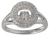ESTATE .60CT DIAMOND 14K WHITE GOLD 3D CLUSTER DOUBLE HALO ROUND FUN RING