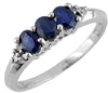 ESTATE .81CT DIAMOND & AAA SAPPHIRE 14K WHITE GOLD OVAL & ROUND ANNIVERSARY RING