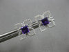 .75CT DIAMOND & AAA AMETHYST 14KT WHITE GOLD PRINCESS CUT & ROUND STUD EARRINGS