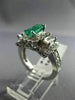 ANTIQUE 2.19CT DIAMOND & AAA EMERALD 14KT WHITE GOLD 3D ENGAGEMENT RING #16061