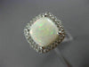 ESTATE LARGE 4.14CT DIAMOND & AAA OPAL 14K WHITE GOLD 3D SQUARE DOUBLE HALO RING