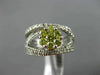 WIDE 1.30CT WHITE & FANCY YELLOW DIAMOND 18KT WHITE GOLD CRISS CROSS FLOWER RING
