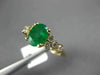 ESTATE 1.45CT DIAMOND & AAA OVAL CUT EMERALD 14KT YELLOW GOLD 3D ENGAGEMENT RING