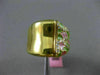 ESTATE LARGE .35CT DIAMOND 14K YELLOW GOLD GREEN & PINK ENAMEL FILIGREE FUN RING