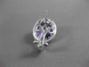 ESTATE LARGE 9.43CT DIAMOND & AAA AMETHYST 14K WHITE GOLD 3D OVAL HALO EARRINGS
