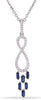 .44CT DIAMOND & AAA SAPPHIRE 14K WHITE GOLD 3D ROUND & BAGUETTE FLOATING PENDANT