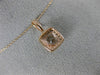 ESTATE .96CT DIAMOND & AAA MORGANITE 14KT ROSE GOLD SQUARE HALO FLOATING PENDANT