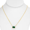 3.63CT AAA EMERALD 14KT YELLOW GOLD 3D EMERALD CUT BEZEL SOLITAIRE LOVE NECKLACE
