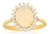 ESTATE 2.06CT DIAMOND & AAA OPAL 14KT YELLOW GOLD OVAL & ROUND FLOWER LOVE RING