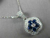 ESTATE 1.05CT DIAMOND & AAA SAPPHIRE 14KT WHITE GOLD 3D FLOWER FILIGREE PENDANT