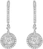 ESTATE .95CT DIAMOND 14K WHITE GOLD 3D ROUND & PRINCESS CLASSIC HANGING EARRINGS