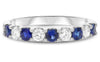 ESTATE .79CT DIAMOND & AAA SAPPHIRE 14KT WHITE GOLD NINE STONE ANNIVERSARY RING