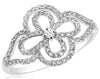 ESTATE .34CT DIAMOND 14KT WHITE GOLD 3D OPEN FOUR LEAF CLOVER FLOWER FUN RING