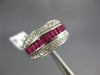 ESTATE WIDE 1.45CT DIAMOND & AAA RUBY 14KT WHITE GOLD ROUND & BAGUETTE RING #716